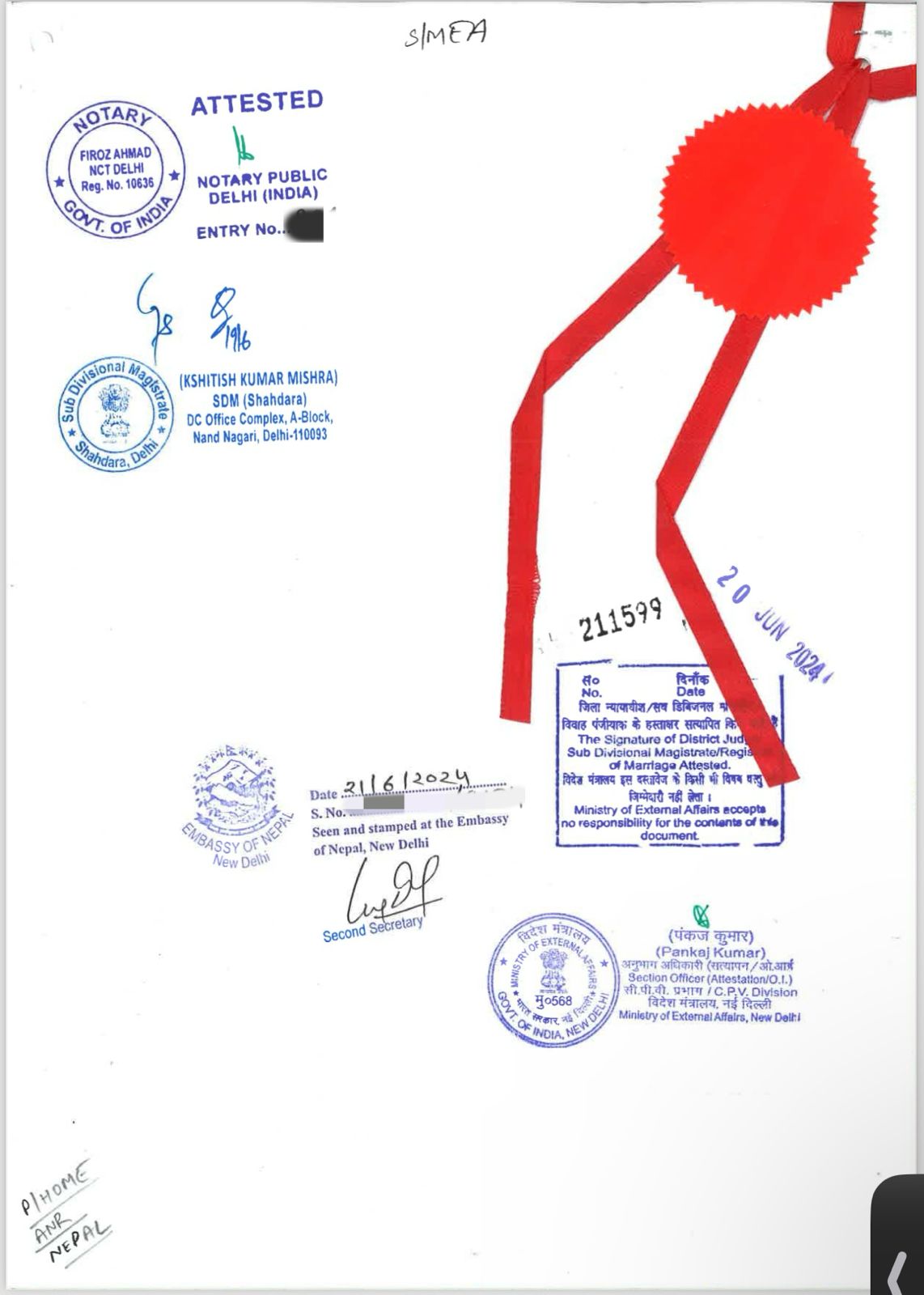 Single Status Certificate of Indian Citizen for Court Marriage in Nepal